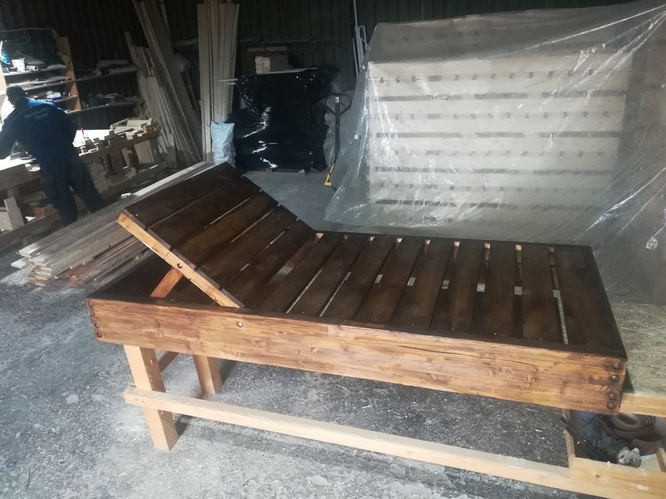 Reducere 20%Sezlong plaja lemn masiv PIN NORDIC 500lei