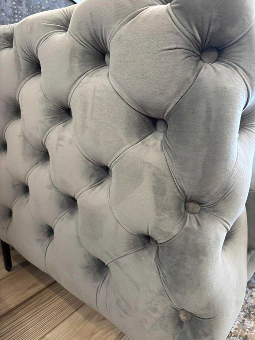 Сив кадифен диван 3-ка -мостра