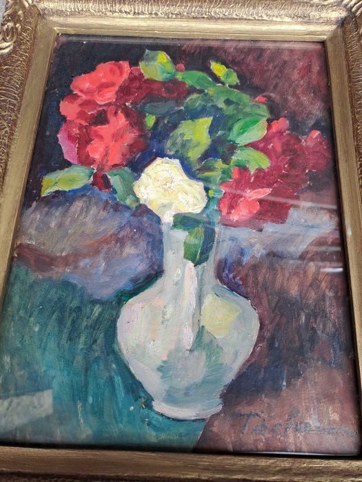 tablou pictura veche romaneasca 31/40 cm semnat