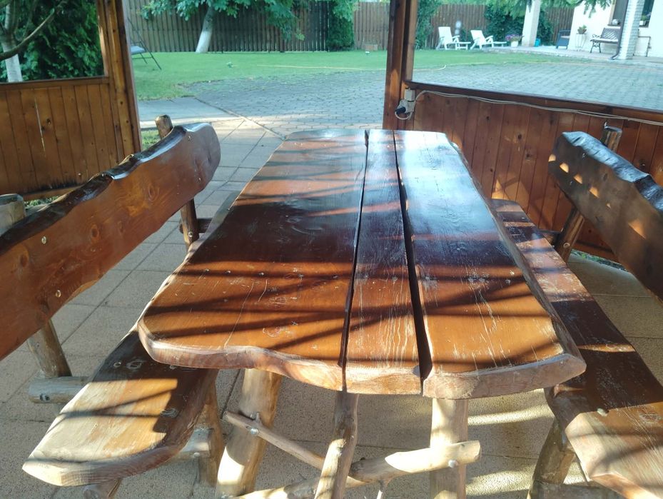 Set rustic terasa din lemn masiv