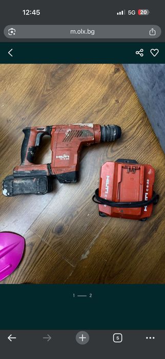 Hilti TE 6-22 акумулаторен перфоратор + батерия + зарядно