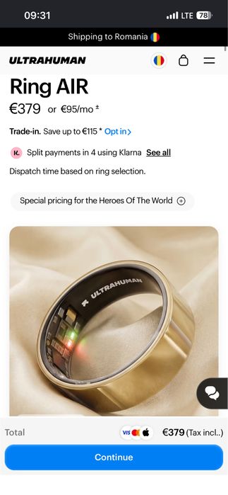 Smart ring ultrahuman marimea 7
