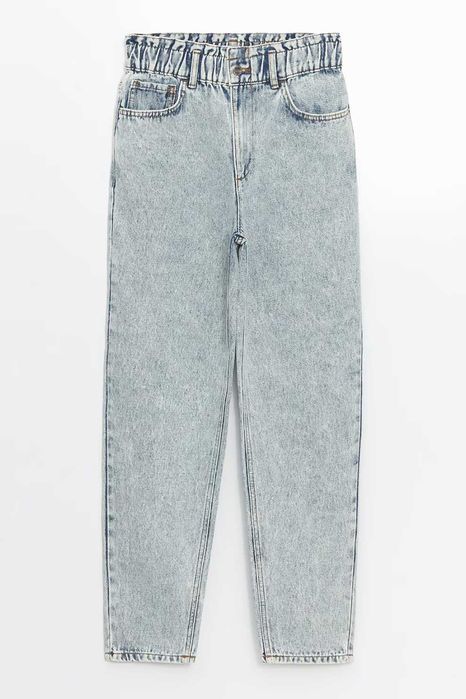 Blugi LC Waikiki “Mom Fit” crop, talie înaltă, albastru pal