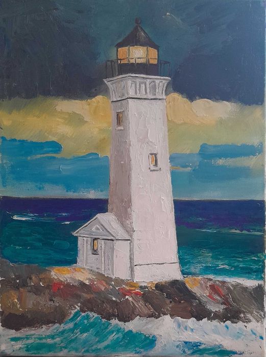"Морски фар", маслени бои върху платно