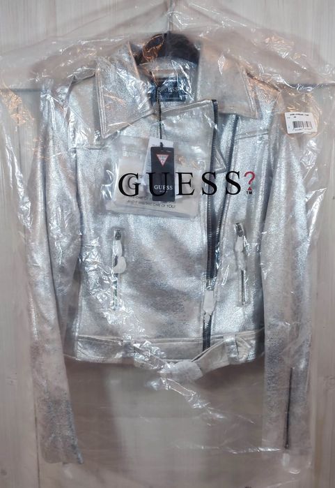 Geaca GUESS, Jacheta GUESS Scratched Foil, Geaca Biker, Marime (S)