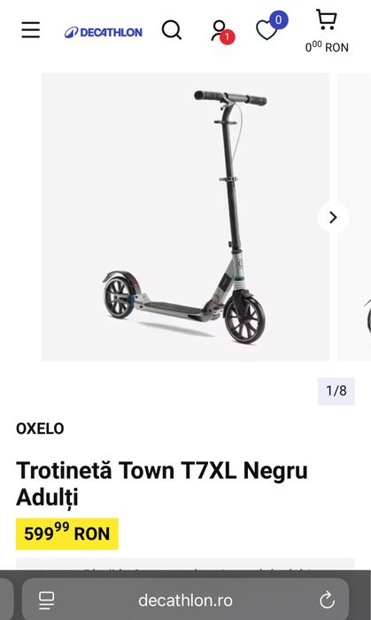 Trotinetă Town T7XL Negru Adulți/ Copii
