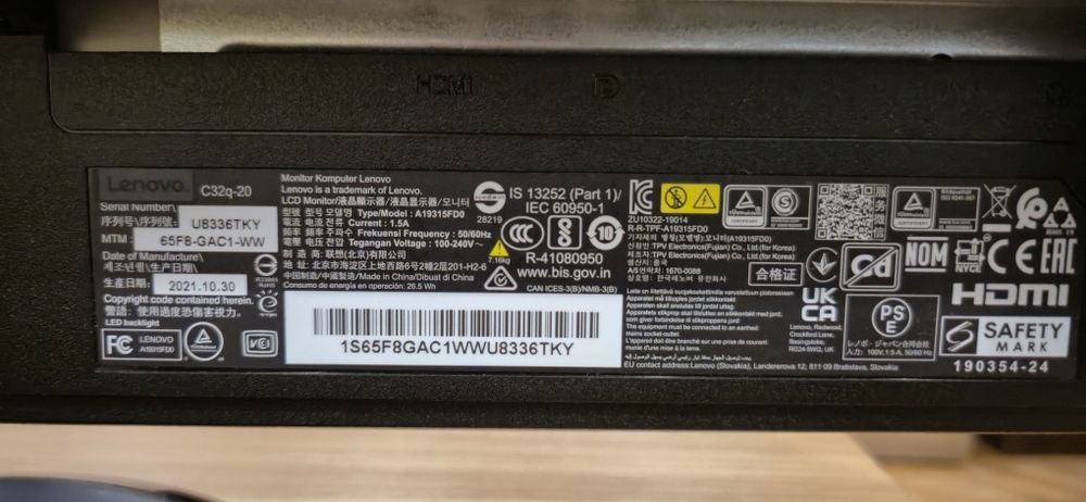 Монитор Lenovo C32q-20 32"