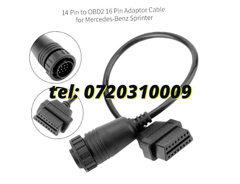 Cablu Adaptor Diagnoza Mercedes Sprinter Vw Lt 14 Pini  Obd2 16 Pin