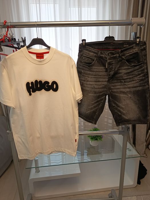 Compleu barbati tricou și pantalon de blugi scurrti