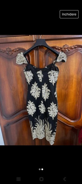 Rochie dantelă aurie