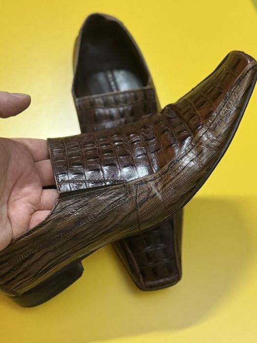 Belmondo Shoes | Leather 100%| Croco Style | Brown | Nr. 43