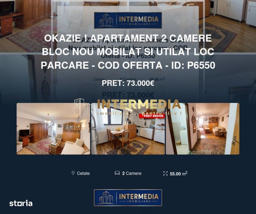 OKAZIE ! Apartament 2 camere Bloc Nou mobilat si utilat loc parcare — fotografia 1