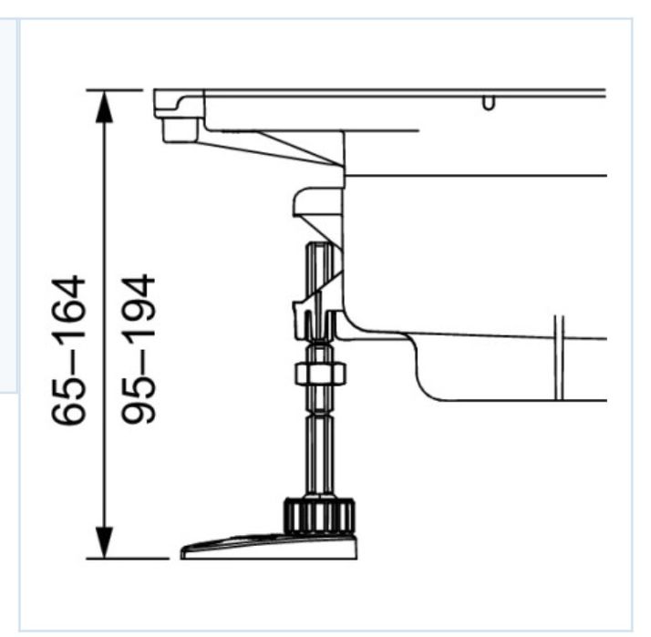 Sistem picioare montaj rigola scurgere / sifon / cadita baie