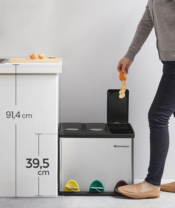 Метално кошче за боклук с педал SONGMICS