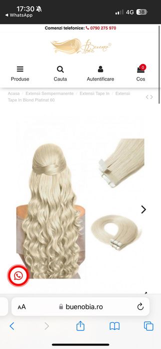 Extensii păr natural blond perlat Tape in 50 cm - 2 seturi