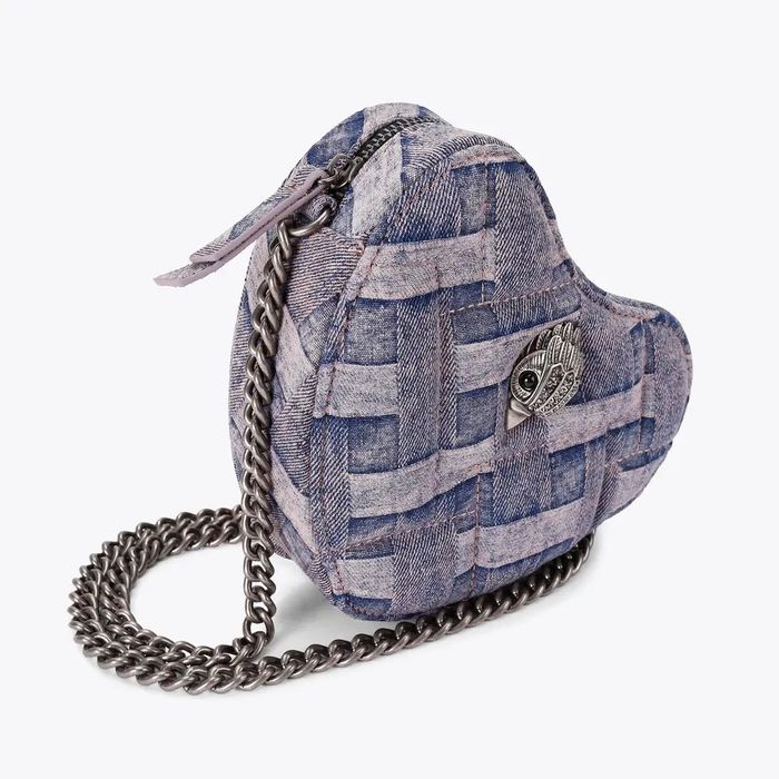 Дамска чанта сърце Kurt Geiger цветна, дънкова, кожена