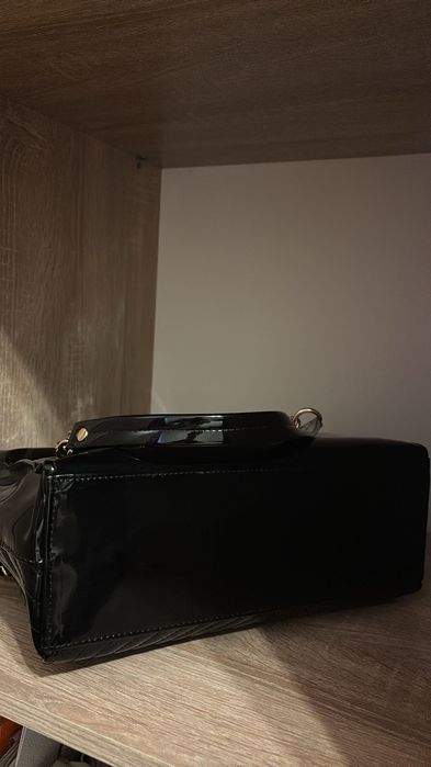 Geanta Harrods negru lac Originală NOUA