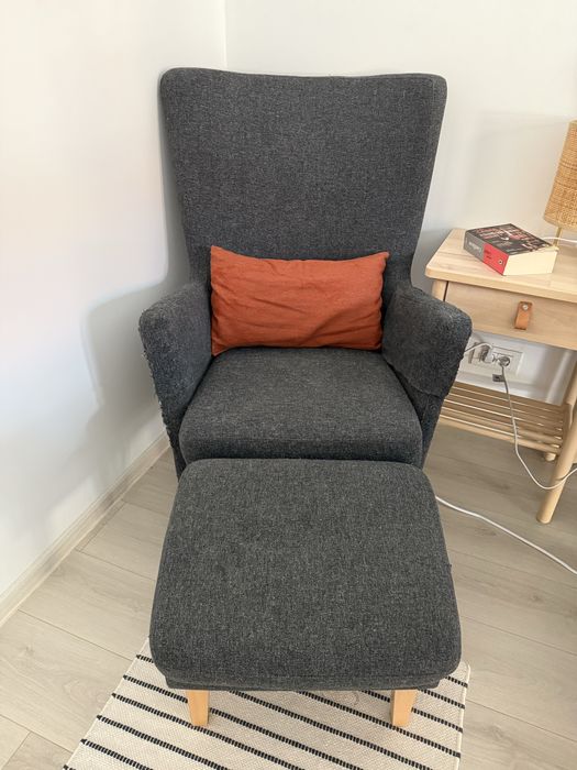 Fotoliu cu taburet OMTÄNKSAM Gunnared gray