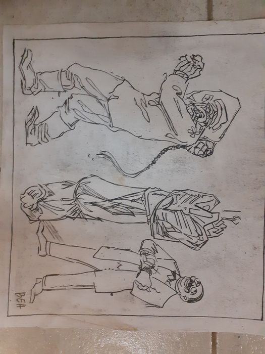 Стари рисунки подписани Стоян Венев,карикатура,картина шарж