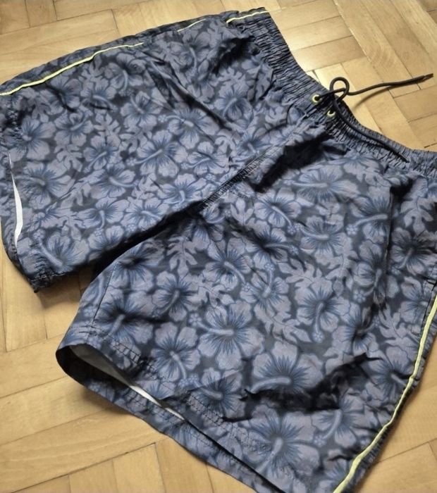 Șort de Baie / Înot, Bărbați Scuba - Imprimeu Floral Albastru - L