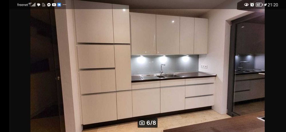 Mobila bucătărie complet echipata, cu insula, din MDF, lucios