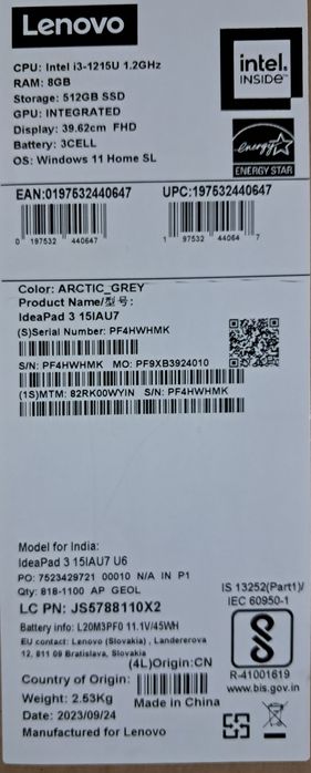 Lenovo Notebook IdeaPad 3 15