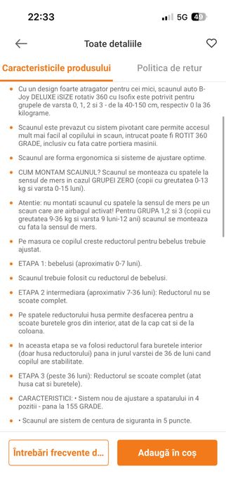 Scaun auto buf boof
