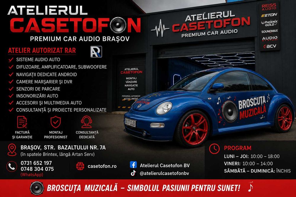 Montaj Navigație Android Casetofon Camera Statie Bass Difuzoare Auto