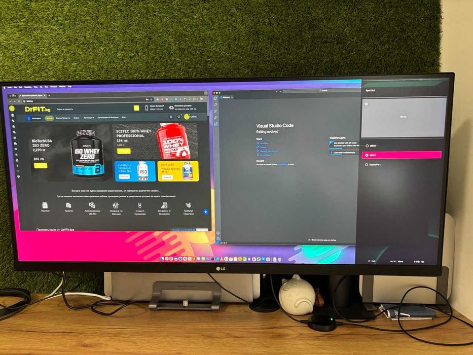 LG 34WN780‑B UltraWide 34" + Ergo стойка – отлично състояние