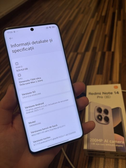 Telefon Xiaomi Redmi Note 14 Pro ca Nou 5G Fullbox 256GB 8GB Ram Green