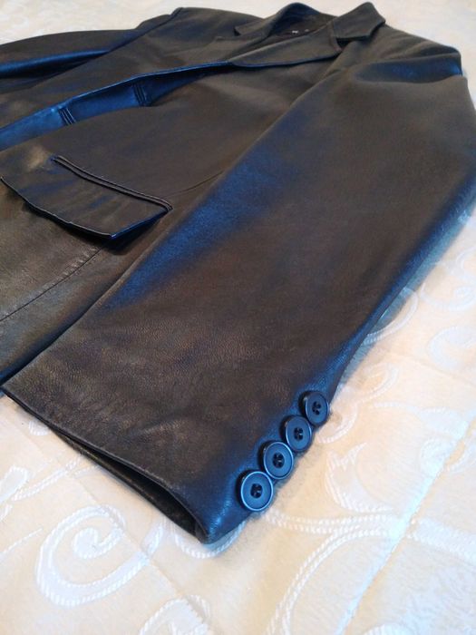 Geaca neagra de piele bărbați