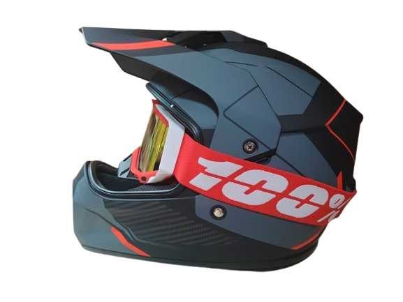 Каска Крос Мотор/Скутер/Бъги/Вело/АТВ с очила 100%