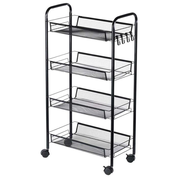 Метална етажерка с колелца на 4 нива