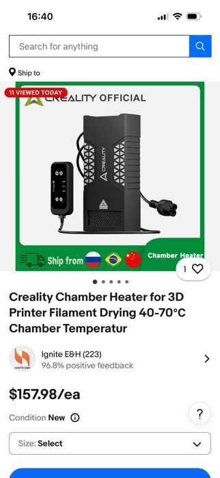 Creality chamber heater for 3d printer