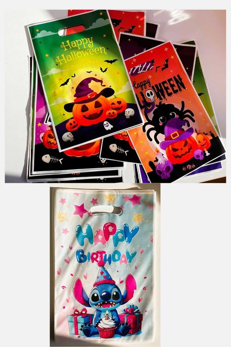 Малки торбички за сладки - найлонови : Стич Stich, Happy birthday