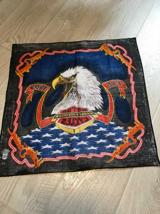 Harley Davidson Eagle Bandana Scarf  Vtg Made In USA шал