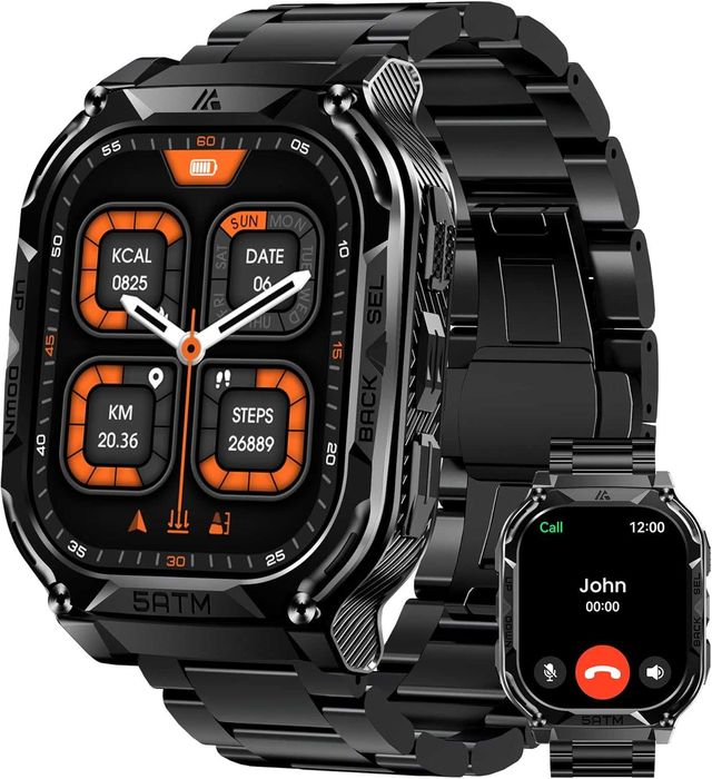kospet Smartwatch robust cu carcasă integral metalică (standard militar), GPS integrat, (480 mAh), rezistență la apă 5ATM și IP69