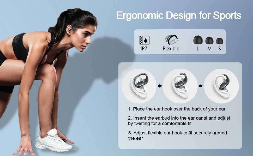 Rulafiss Q28 Безжичи слушалки, спортни Bluetooth 5.3