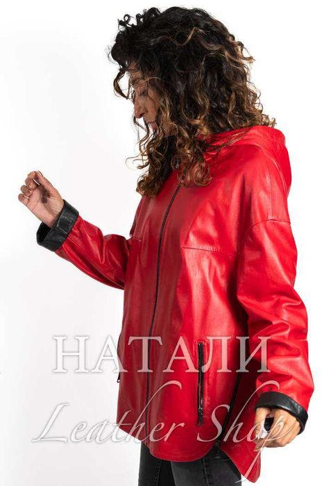 Дамско кожено яке Елица Red