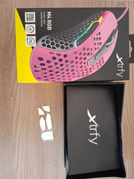 Геймърска мишка Xtrfy M4 Pink, RGB, Розов