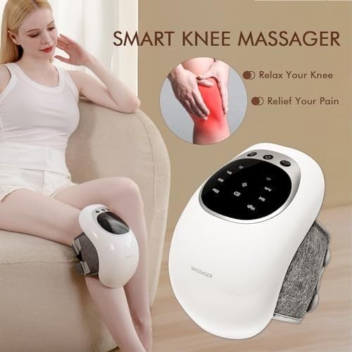 Aparat masaj pentru genunchi cu 3 nivele de incalziere si lumina rosie