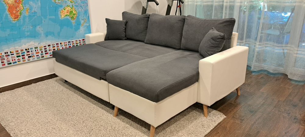 Colțar universal reversibil, extensibil, cu ladă depozitare (230 cm)