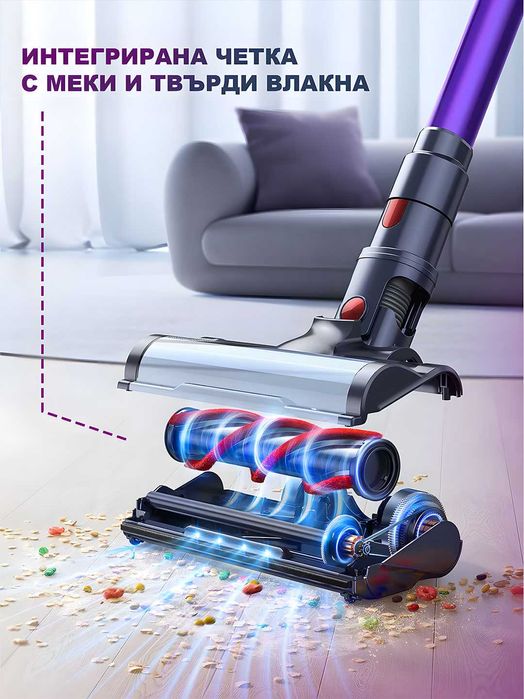 Безжична прахосмукачка BUTURE VC70 – 33KPA, LED, 55 мин автономност