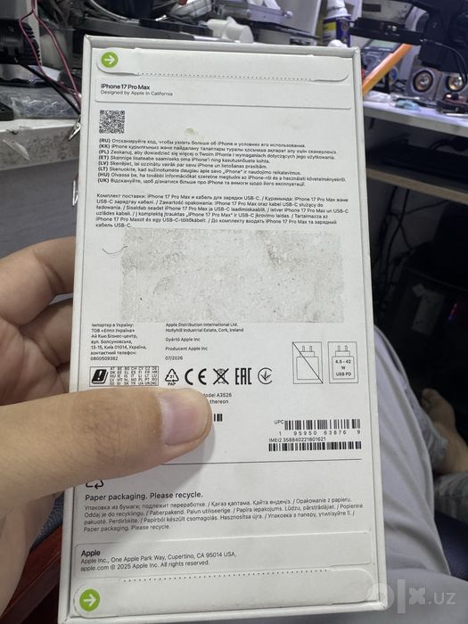 Iphone 17 Pro max 256GB ochilmagan. Sim esim regstratsya bogan