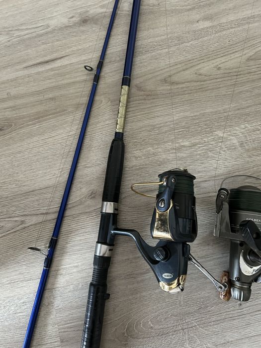 Дънни въдици с макари и стойки+глава за кеп