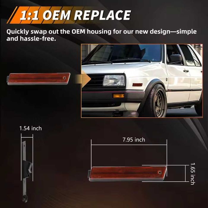 Sidemarker America USA VW Golf 2 Jetta MK2 negru NOU