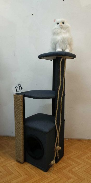 Нови 90см сглобени Котешки катерушки с къщичка – производител ОБЛЕН