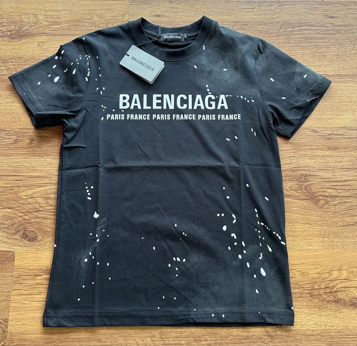 Мъжка,памучна,черна тениска Balenciaga Paris