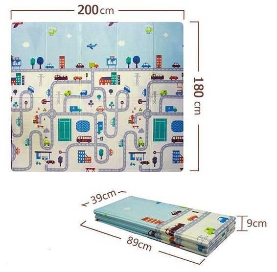 Детско килимче за игра 180x200x1 см + Калъф, Двустранна термо постелка