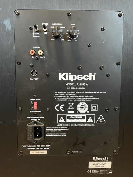 Subwoofer Klipsch R-115SW  cu difuzor Phase Line 38 cm